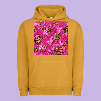 Breast Cancer With Ribbon And Butterfly Urban Hoodie Designed By Texasbilliewilder