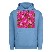 Pigment Pebble Blue Breast Cancer with Ribbon and Butterfly Urban Hoodie - texasbilliewilder