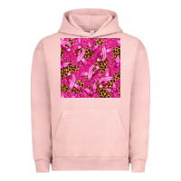 Pigment Salmon Breast Cancer with Ribbon and Butterfly Urban Hoodie - texasbilliewilder