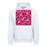 White Breast Cancer with Ribbon and Butterfly Urban Hoodie - texasbilliewilder