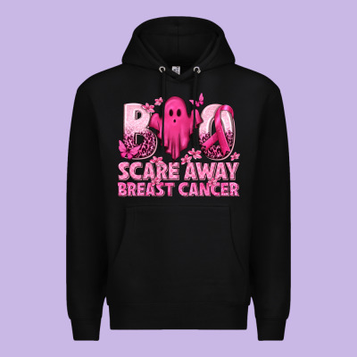 Boo Scare Away Breast Cancer Premium Hoodie Designed By Texasbilliewilder