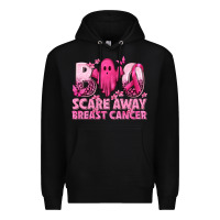 Black Boo Scare Away Breast Cancer Premium Hoodie - texasbilliewilder