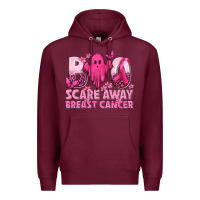 Burgundy Boo Scare Away Breast Cancer Premium Hoodie - texasbilliewilder