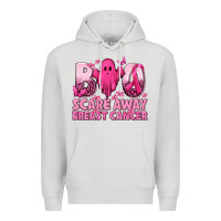 Dove Grey Boo Scare Away Breast Cancer Premium Hoodie - texasbilliewilder