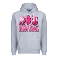 Heather Grey Boo Scare Away Breast Cancer Premium Hoodie - texasbilliewilder