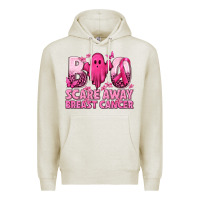 Oatmeal Heather Boo Scare Away Breast Cancer Premium Hoodie - texasbilliewilder