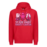 Red Boo Scare Away Breast Cancer Premium Hoodie - texasbilliewilder