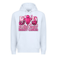 White Boo Scare Away Breast Cancer Premium Hoodie - texasbilliewilder