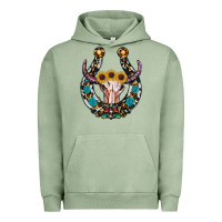 Pigment Oil Green western horseshoe skull Urban Hoodie - RanaPortraitStore