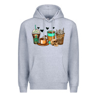 Heather Grey skeleton coffee cups Premium Hoodie - Zillion Design Studio