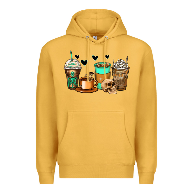 Skeleton Coffee Cups Premium Hoodie by Zillion Design Studio | Teevron