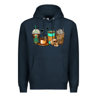 Navy skeleton coffee cups Premium Hoodie - Zillion Design Studio