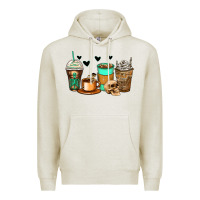 Oatmeal Heather skeleton coffee cups Premium Hoodie - Zillion Design Studio
