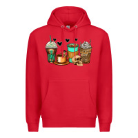 Red skeleton coffee cups Premium Hoodie - Zillion Design Studio