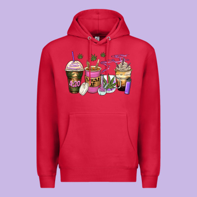 Weed Coffee Cups Premium Hoodie Designed By Zillion Design Studio