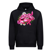 Black Breast Cancer with Ribbon Pink Lips Urban Hoodie - texasbilliewilder