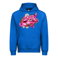 Cobalt Breast Cancer with Ribbon Pink Lips Urban Hoodie - texasbilliewilder