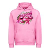 Fuchsia Pink Breast Cancer with Ribbon Pink Lips Urban Hoodie - texasbilliewilder