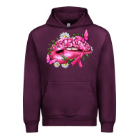 Mauve Wine Breast Cancer with Ribbon Pink Lips Urban Hoodie - texasbilliewilder