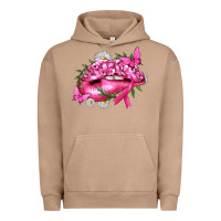 Pigment Burro Breast Cancer with Ribbon Pink Lips Urban Hoodie - texasbilliewilder