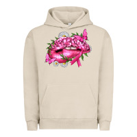 Pigment French Oak Breast Cancer with Ribbon Pink Lips Urban Hoodie - texasbilliewilder
