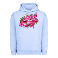 Pigment Grape Ice Breast Cancer with Ribbon Pink Lips Urban Hoodie - texasbilliewilder