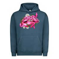 Pigment Midnight Navy Breast Cancer with Ribbon Pink Lips Urban Hoodie - texasbilliewilder