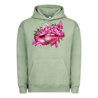 Pigment Oil Green Breast Cancer with Ribbon Pink Lips Urban Hoodie - texasbilliewilder