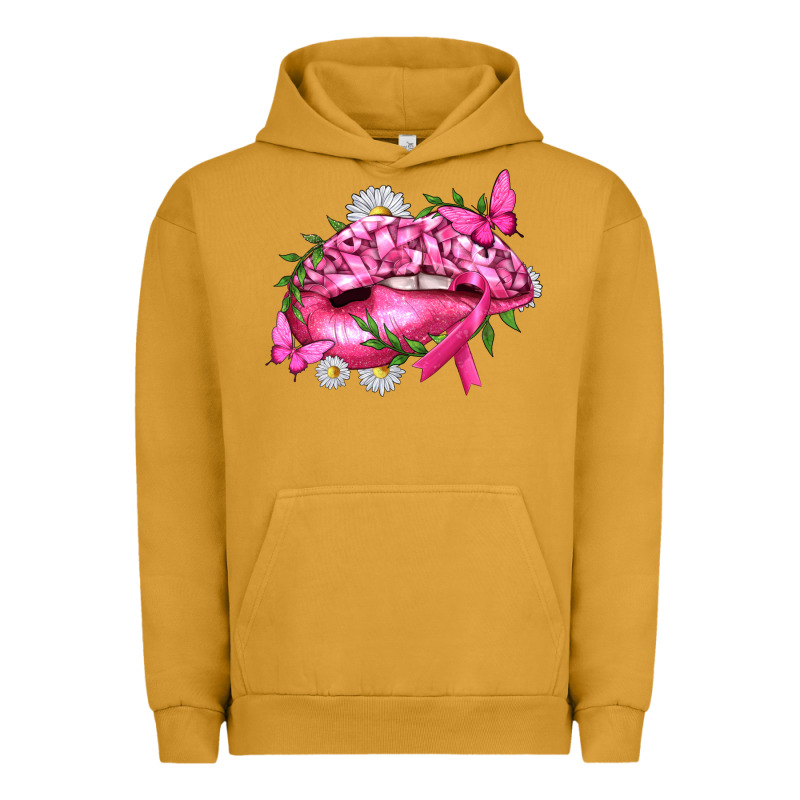 Breast Cancer With Ribbon Pink Lips Urban Hoodie by texasbilliewilder | Teevron