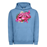 Pigment Pebble Blue Breast Cancer with Ribbon Pink Lips Urban Hoodie - texasbilliewilder