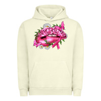 Pigment Pistachio Breast Cancer with Ribbon Pink Lips Urban Hoodie - texasbilliewilder
