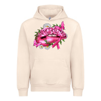 Sandshell Breast Cancer with Ribbon Pink Lips Urban Hoodie - texasbilliewilder