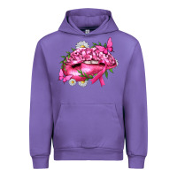 Tulip Breast Cancer with Ribbon Pink Lips Urban Hoodie - texasbilliewilder