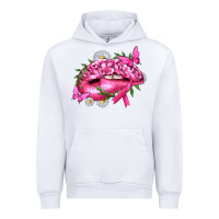 White Breast Cancer with Ribbon Pink Lips Urban Hoodie - texasbilliewilder