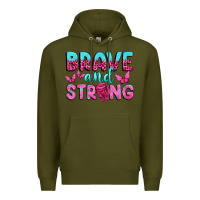 Army Green Brave and Strong Premium Hoodie - texasbilliewilder
