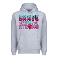 Heather Grey Brave and Strong Premium Hoodie - texasbilliewilder