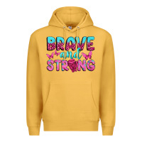 Mustard Brave and Strong Premium Hoodie - texasbilliewilder