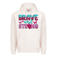 Pale Pink Brave and Strong Premium Hoodie - texasbilliewilder