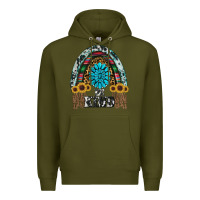 Army Green western rainbow  be kind Premium Hoodie - RanaPortraitStore