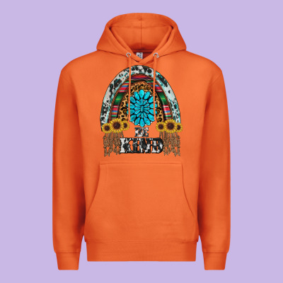 Western Rainbow  Be Kind Premium Hoodie Designed By Ranaportraitstore
