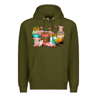 Army Green pigs coffee cups Premium Hoodie - Zillion Design Studio