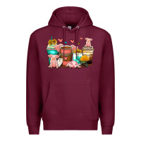 Burgundy pigs coffee cups Premium Hoodie - Zillion Design Studio