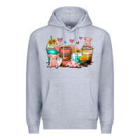 Heather Grey pigs coffee cups Premium Hoodie - Zillion Design Studio