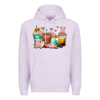 Lilac pigs coffee cups Premium Hoodie - Zillion Design Studio