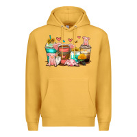 Mustard pigs coffee cups Premium Hoodie - Zillion Design Studio