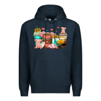 Navy pigs coffee cups Premium Hoodie - Zillion Design Studio