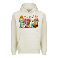 Oatmeal Heather pigs coffee cups Premium Hoodie - Zillion Design Studio