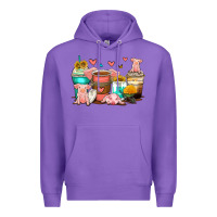 Purple pigs coffee cups Premium Hoodie - Zillion Design Studio