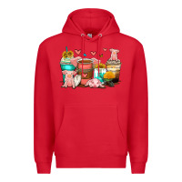 Red pigs coffee cups Premium Hoodie - Zillion Design Studio