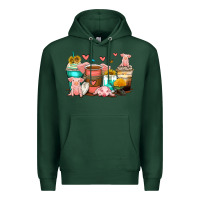Sports Green pigs coffee cups Premium Hoodie - Zillion Design Studio